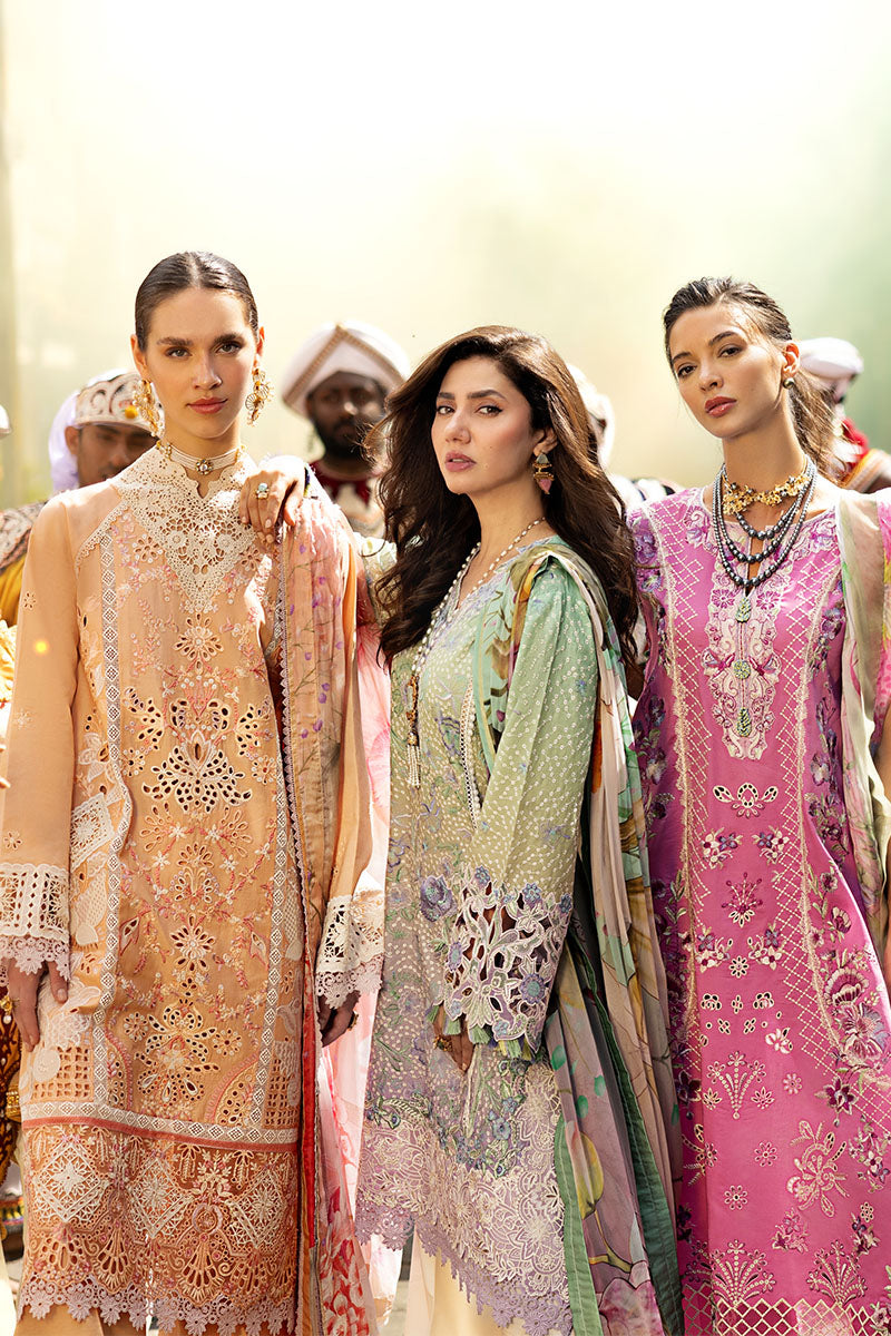 Women Wearing Glittering Grace Gradiant Mint Into Lilac Long Shirt for Luxury Events - Pakistani Designer Wear for Women in UK | Kifat
