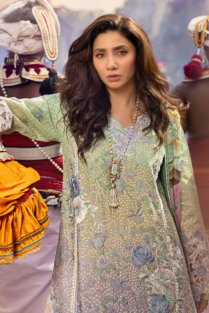 Women Wearing Glittering Grace Gradiant Mint Into Lilac Long Shirt for Luxury Events - Pakistani Designer Wear for Women in UK | Kifat