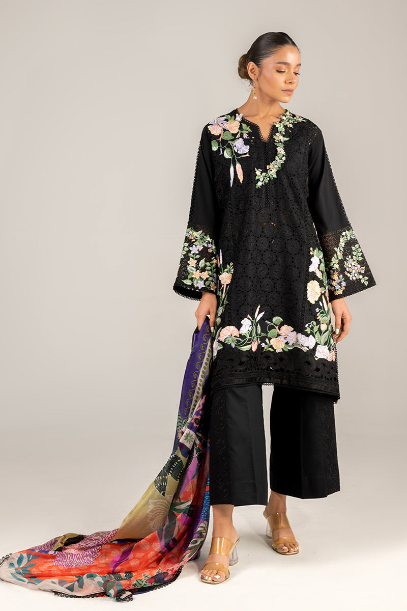 Women Wearing Dazzling Glimmer Black Long Shirt for Luxury Events - Pakistani Designer Wear for Women in UK | Kifat