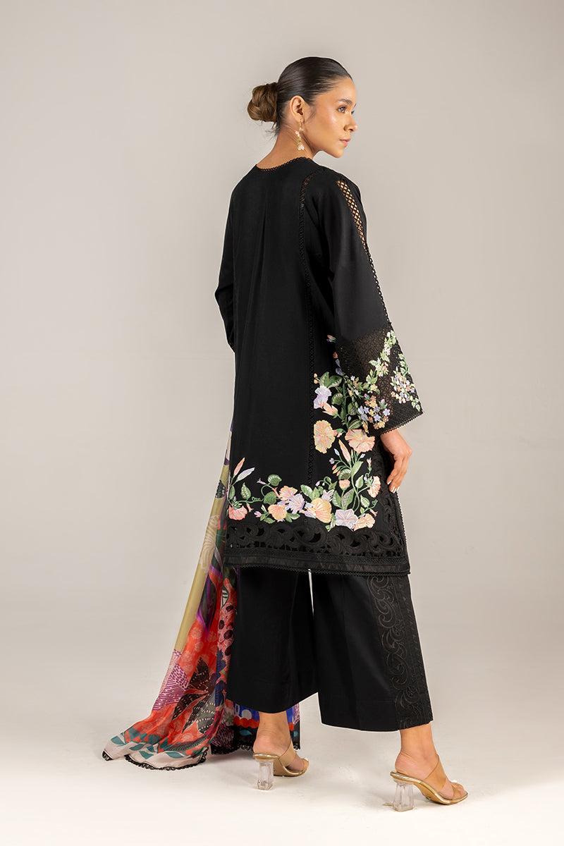 Women Wearing Dazzling Glimmer Black Long Shirt for Luxury Events - Pakistani Designer Wear for Women in UK | Kifat
