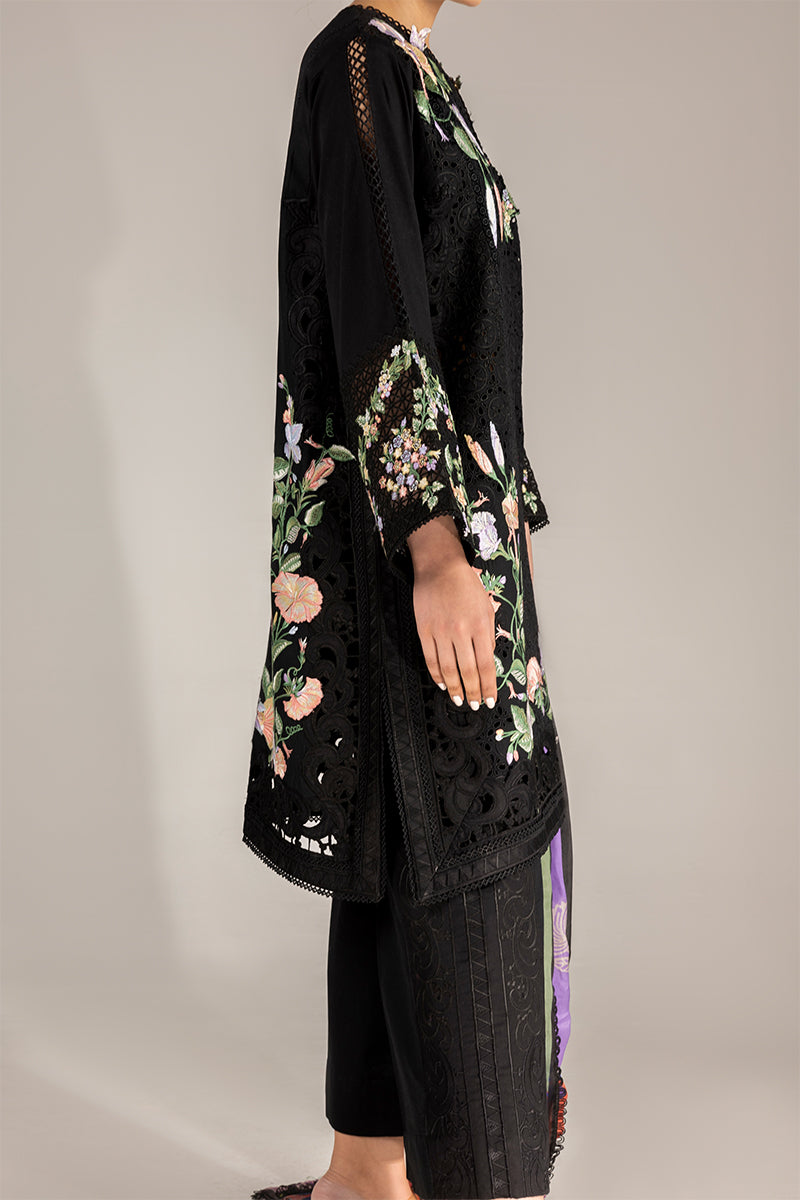 Women Wearing Dazzling Glimmer Black Long Shirt for Luxury Events - Pakistani Designer Wear for Women in UK | Kifat