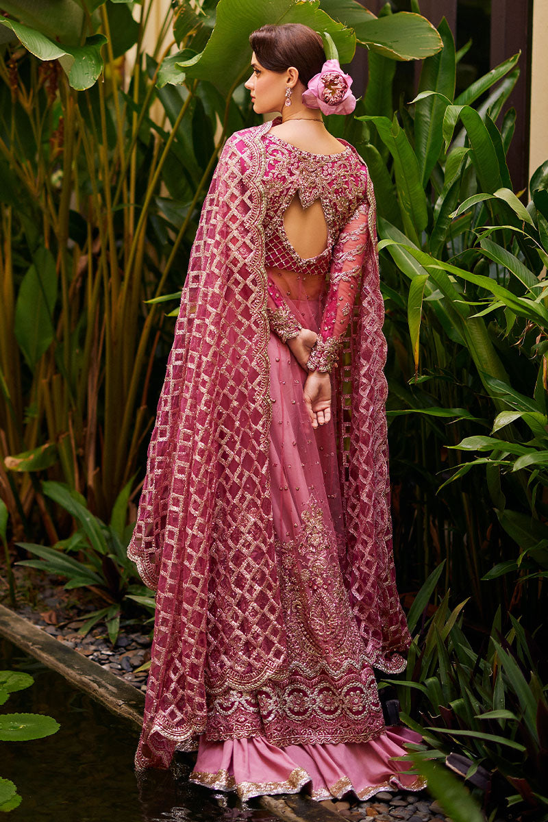 Women Wearing Cupid Magenta Red Front Open Shirt with Sharara for Wedding Events - Pakistani Designer Wear for Women in UK | Kifat