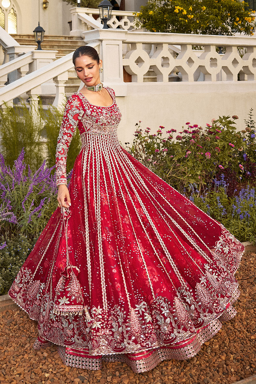 Soraya MARYBELLE Red Pishwas for  Guest of Wedding Wear, Formal Events - Pakistani Designer Wear for Women in UK | Kifat