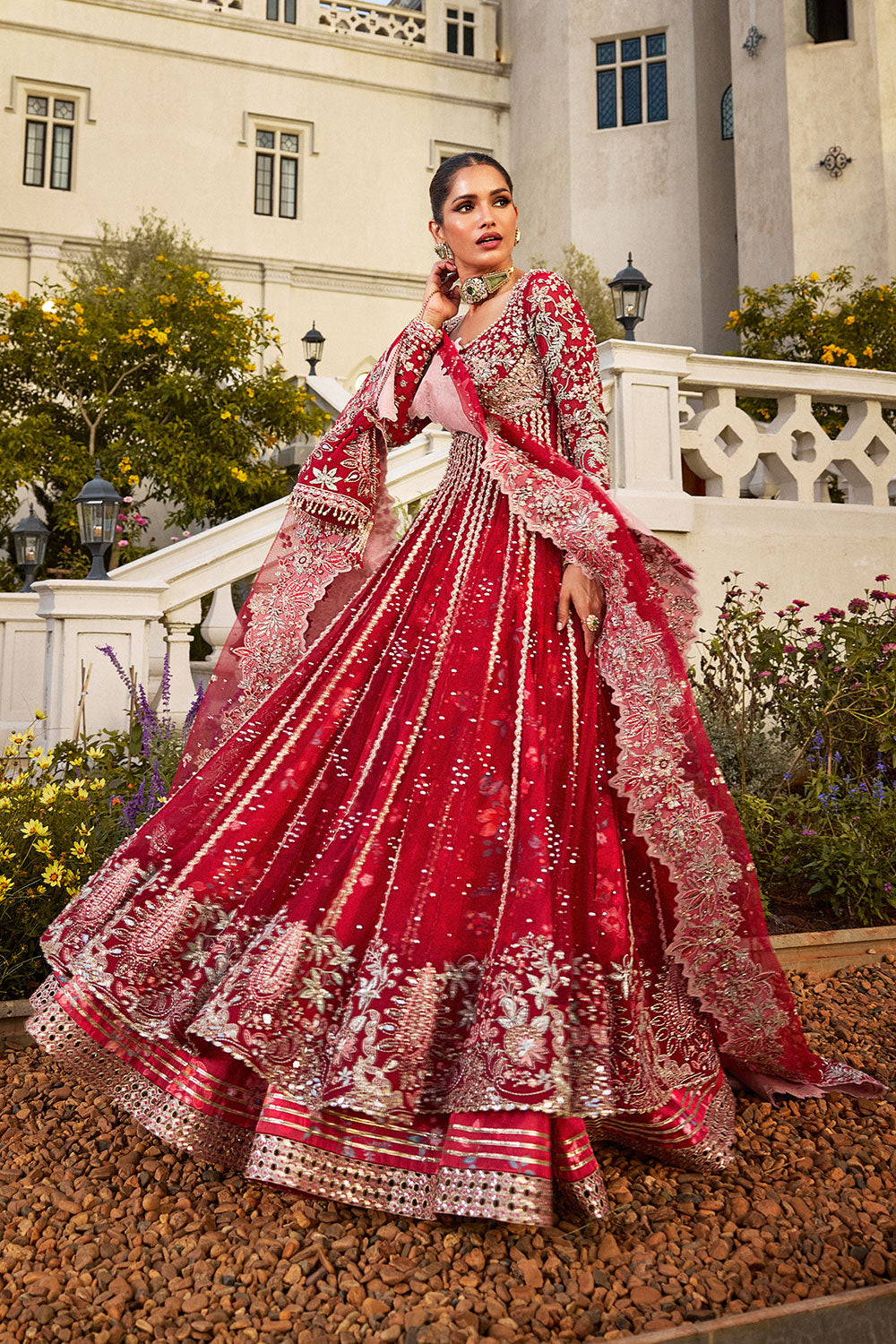 Soraya MARYBELLE Red Pishwas for  Guest of Wedding Wear, Formal Events - Pakistani Designer Wear for Women in UK | Kifat
