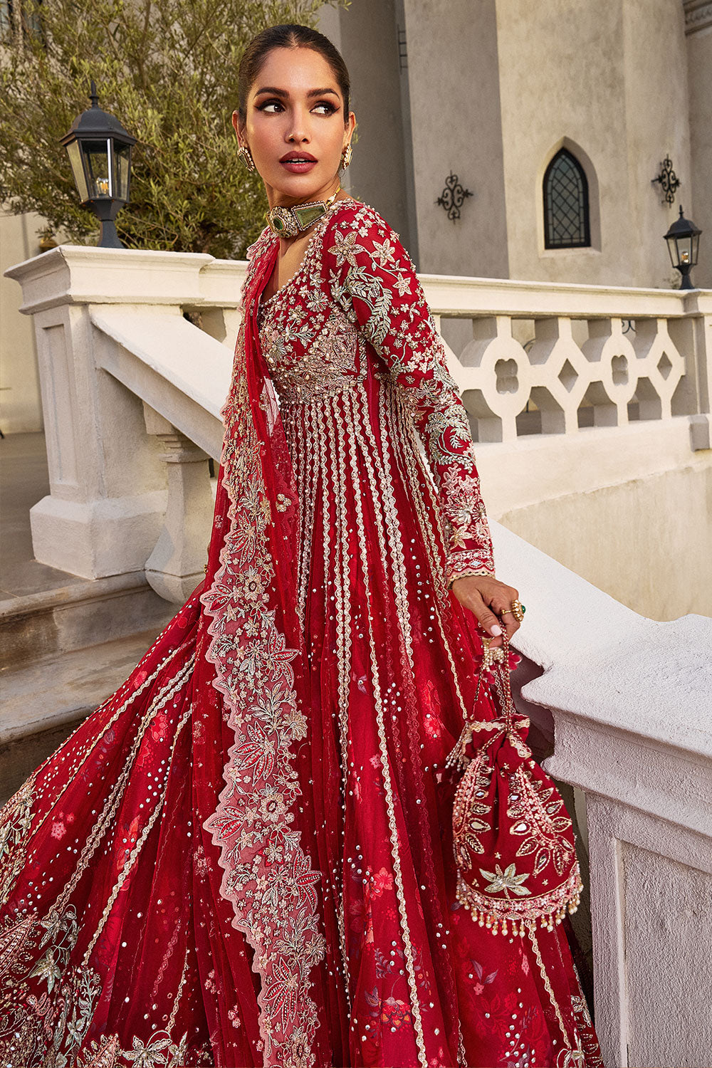 Soraya MARYBELLE Red Pishwas for  Guest of Wedding Wear, Formal Events - Pakistani Designer Wear for Women in UK | Kifat