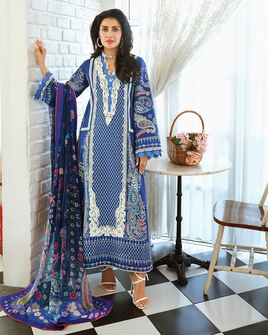 Women Wearing Moonlit Dreams Royal Blue Long Shirt For Luxury Events - Pakistani Designer Wear For Women In UK | Kifat