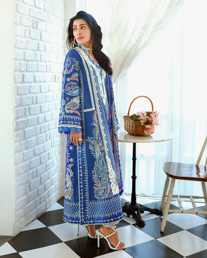 Women Wearing Moonlit Dreams Royal Blue Long Shirt For Luxury Events - Pakistani Designer Wear For Women In UK | Kifat