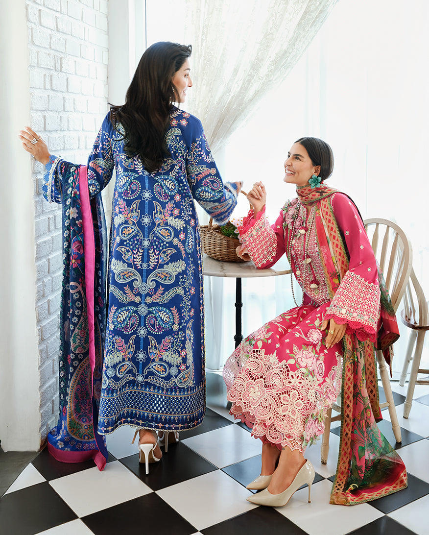Women Wearing Moonlit Dreams Royal Blue Long Shirt For Luxury Events - Pakistani Designer Wear For Women In UK | Kifat