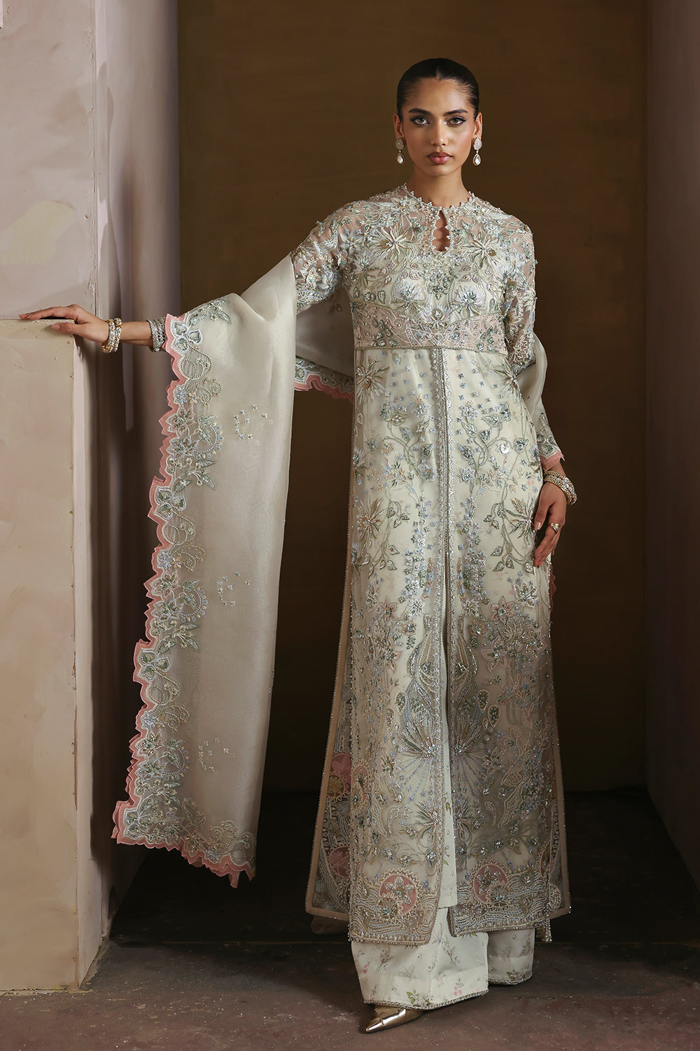 Soraya Novara Opal White Long Gown for  Guest of Wedding Wear, Formal Events - Pakistani Designer Wear for Women in UK | Kifat