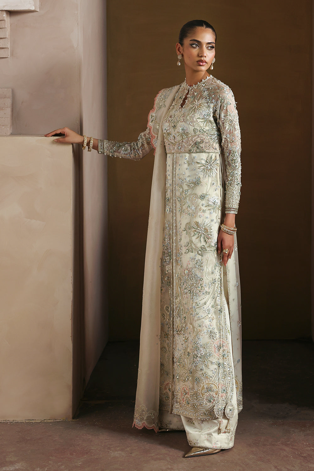 Soraya Novara Opal White Long Gown for  Guest of Wedding Wear, Formal Events - Pakistani Designer Wear for Women in UK | Kifat