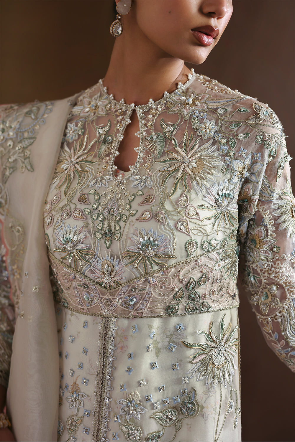 Soraya Novara Opal White Long Gown for  Guest of Wedding Wear, Formal Events - Pakistani Designer Wear for Women in UK | Kifat