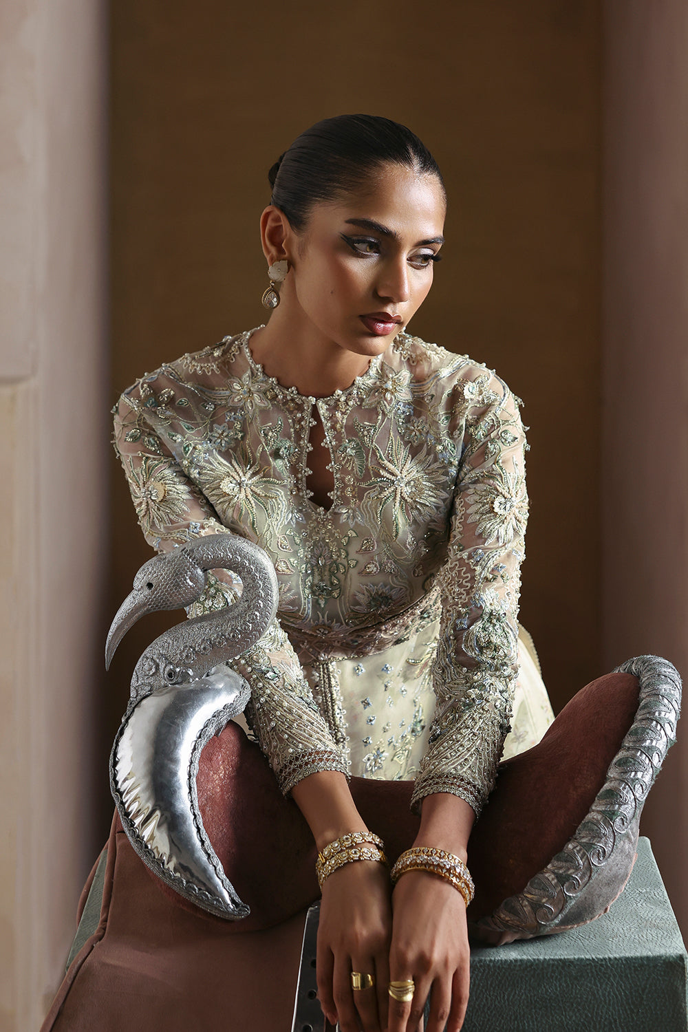 Soraya Novara Opal White Long Gown for  Guest of Wedding Wear, Formal Events - Pakistani Designer Wear for Women in UK | Kifat