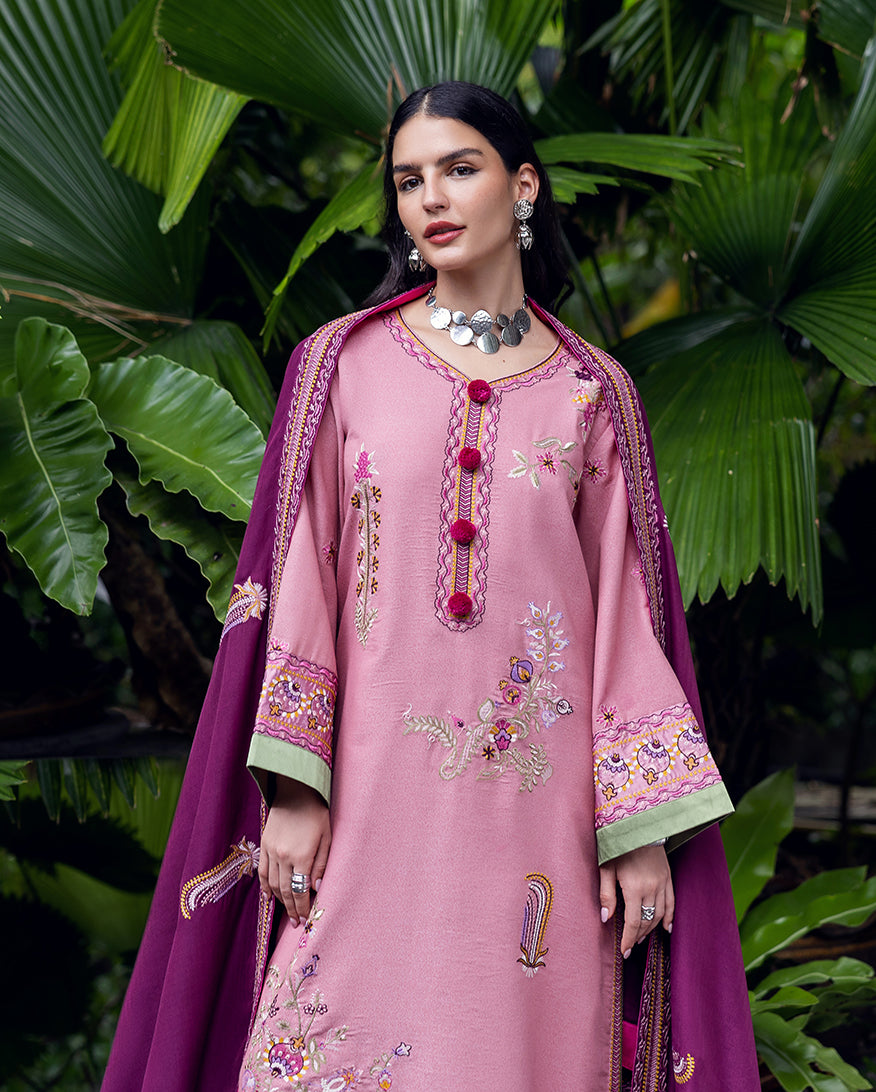 Women Wearing Opal Gleam Pink Long Shirt for Luxury Events - Pakistani Designer Wear for Women in UK | Kifat