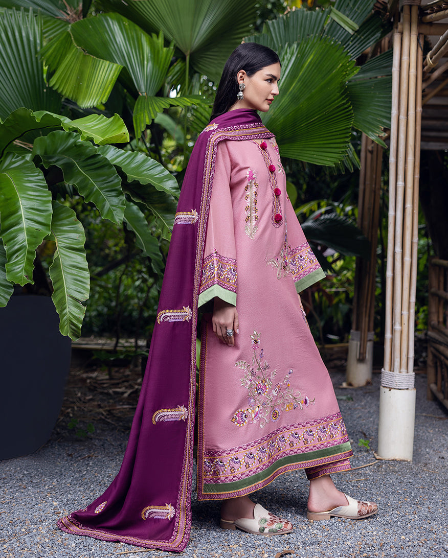 Women Wearing Opal Gleam Pink Long Shirt for Luxury Events - Pakistani Designer Wear for Women in UK | Kifat