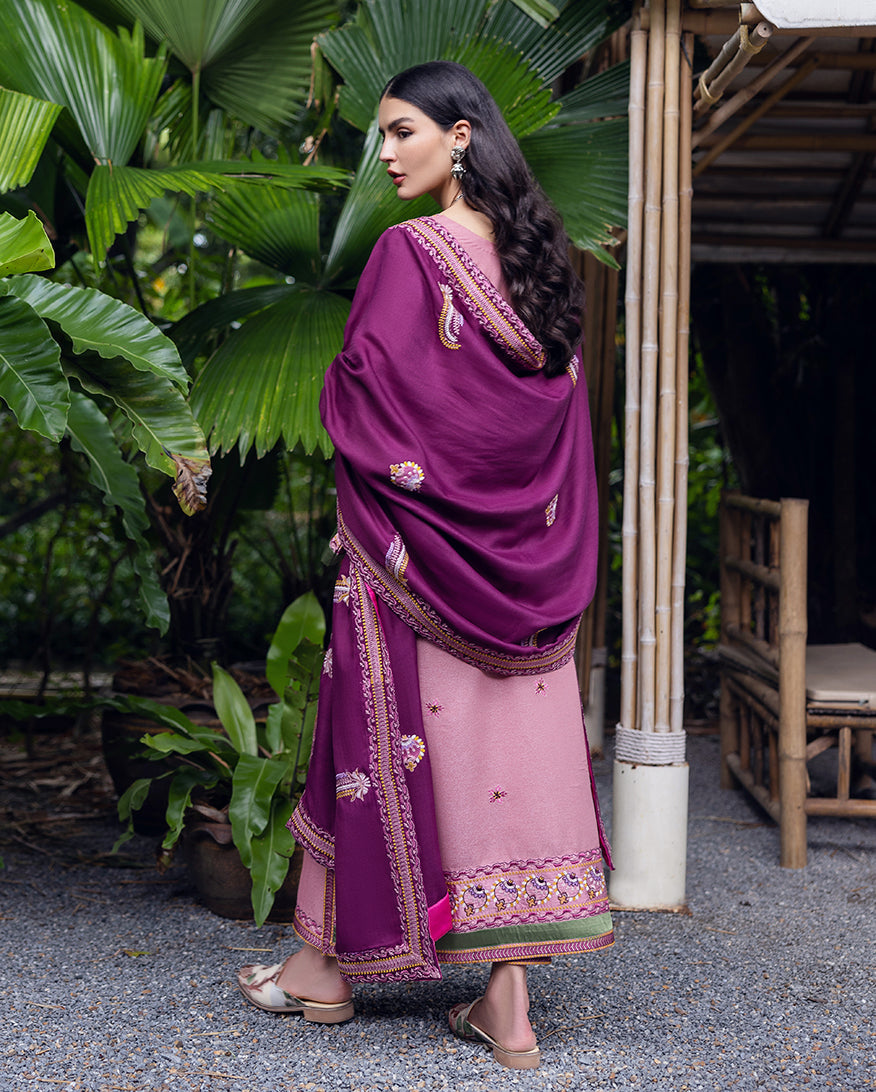 Women Wearing Opal Gleam Pink Long Shirt for Luxury Events - Pakistani Designer Wear for Women in UK | Kifat