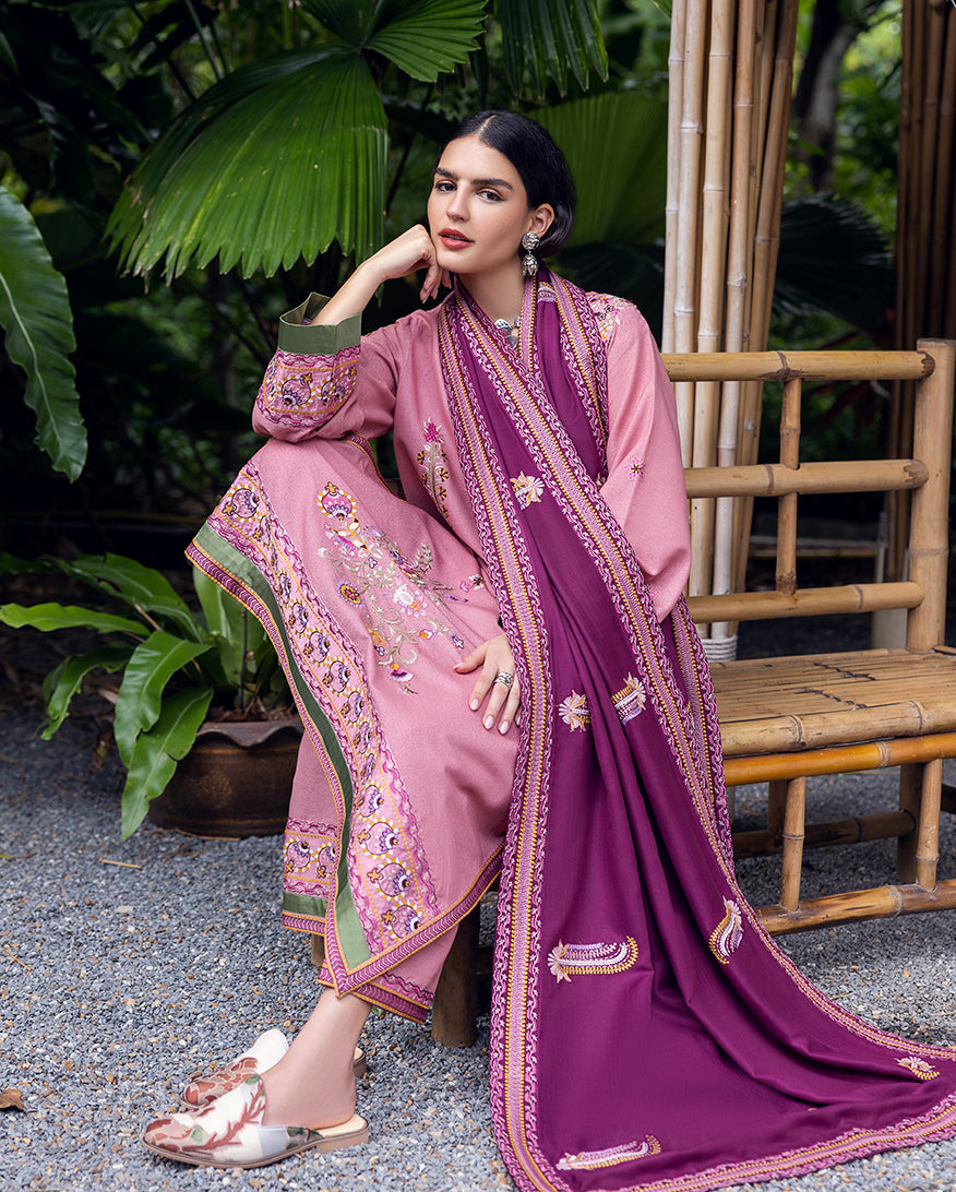 Women Wearing Opal Gleam Pink Long Shirt for Luxury Events - Pakistani Designer Wear for Women in UK | Kifat