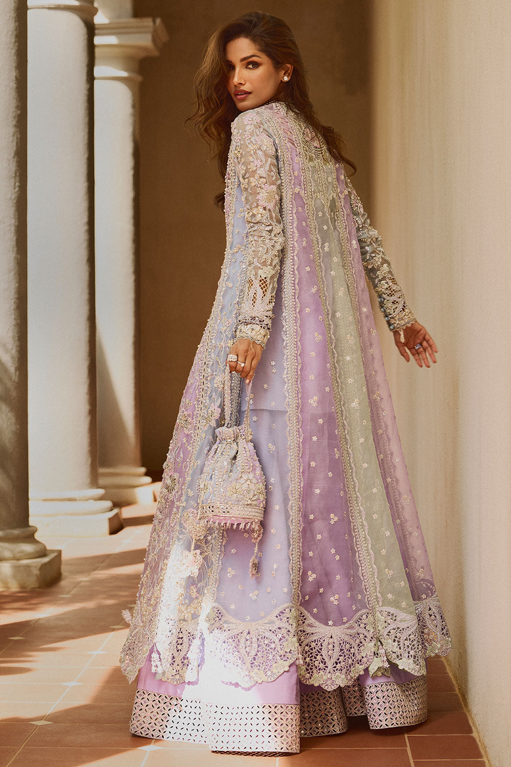 Soraya ORCHID Multicolor Pishwas for Wedding Wear, Formal Events - Pakistani Designer Wear for Women in UK | Kifat