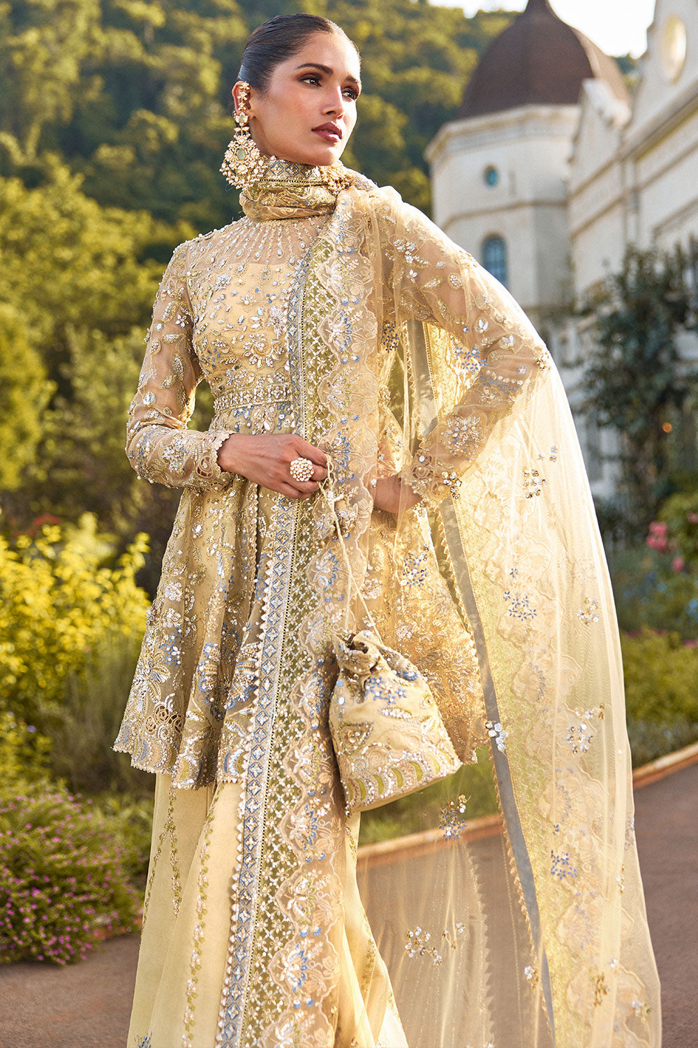 Soraya ORNELLA Gold Short Shirt with Sharara for Wedding Wear, Guest of Wedding Wear - Pakistani Designer Wear for Women in UK | Kifat