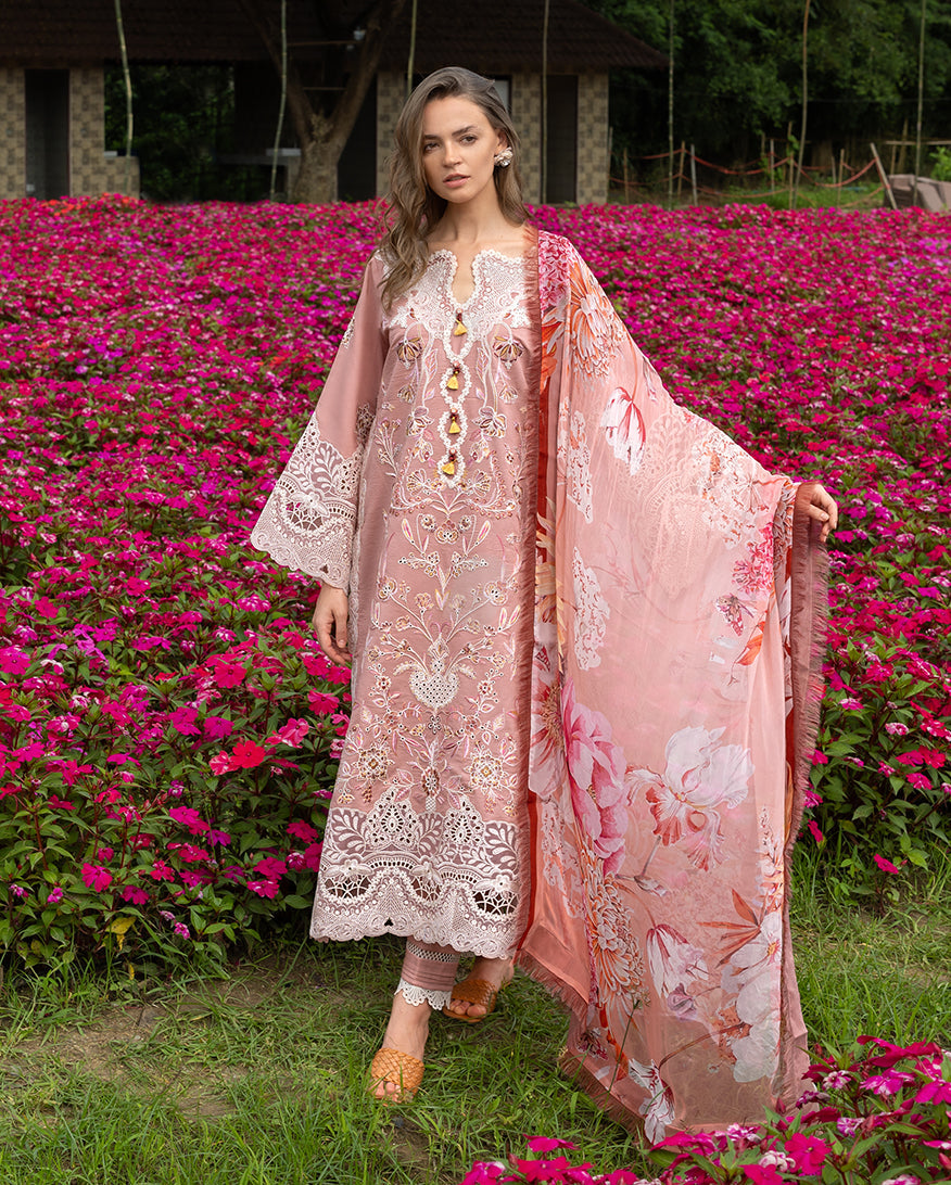 Women Wearing Peach Blossom Peach Long Shirt for Festive Events - Pakistani Designer Wear for Women in UK | Kifat