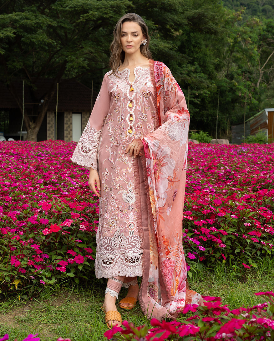 Women Wearing Peach Blossom Peach Long Shirt for Festive Events - Pakistani Designer Wear for Women in UK | Kifat