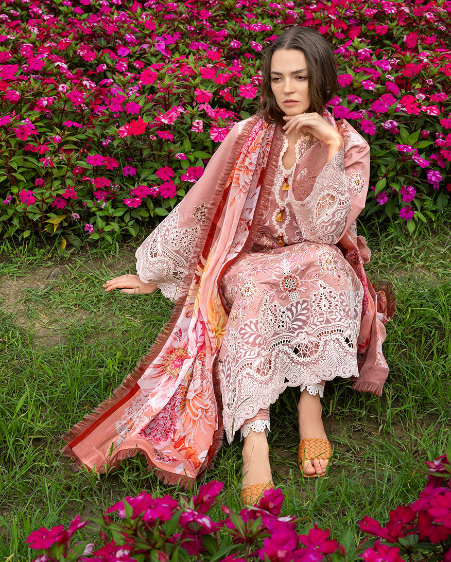 Women Wearing Peach Blossom Peach Long Shirt for Festive Events - Pakistani Designer Wear for Women in UK | Kifat
