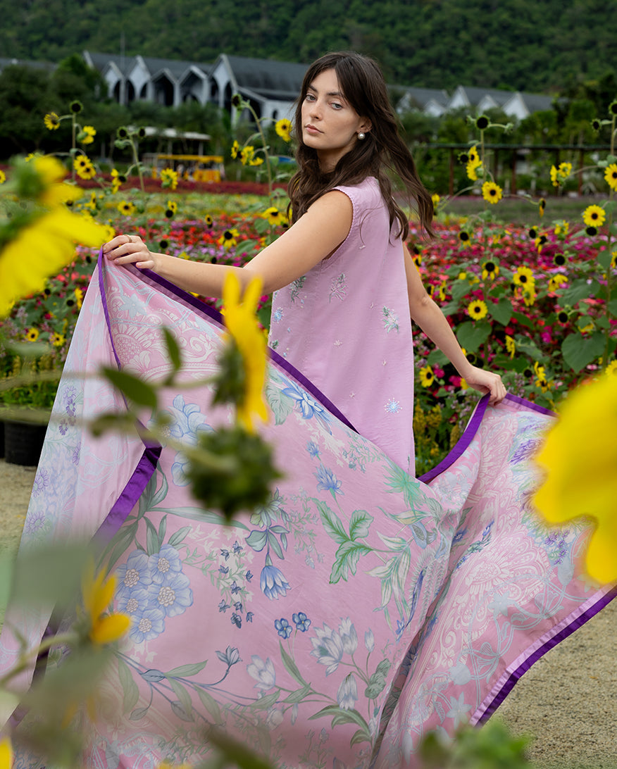 Women Wearing Peony Glow Light Pink Long Shirt for Festive Events - Pakistani Designer Wear for Women in UK | Kifat