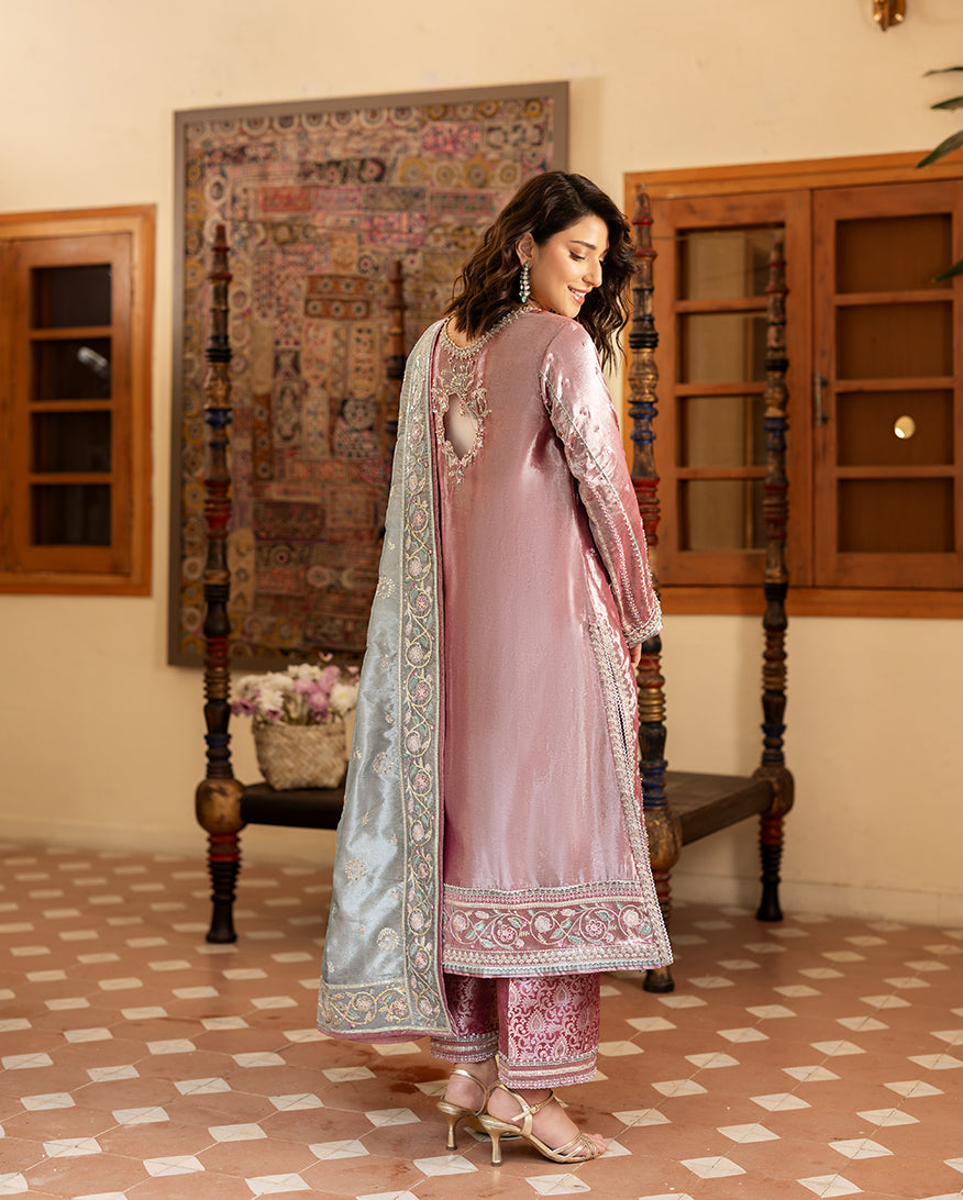 Women Wearing Periwesh Dark Pink Long Shirt for Formal Events - Pakistani Designer Wear for Women in UK | Kifat