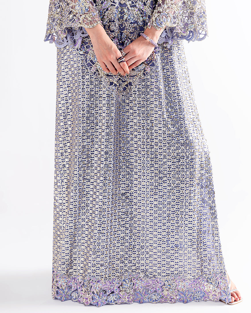 Women Wearing Quince Lavender Long Shirt for Festive Events - Pakistani Designer Wear for Women in UK | Kifat