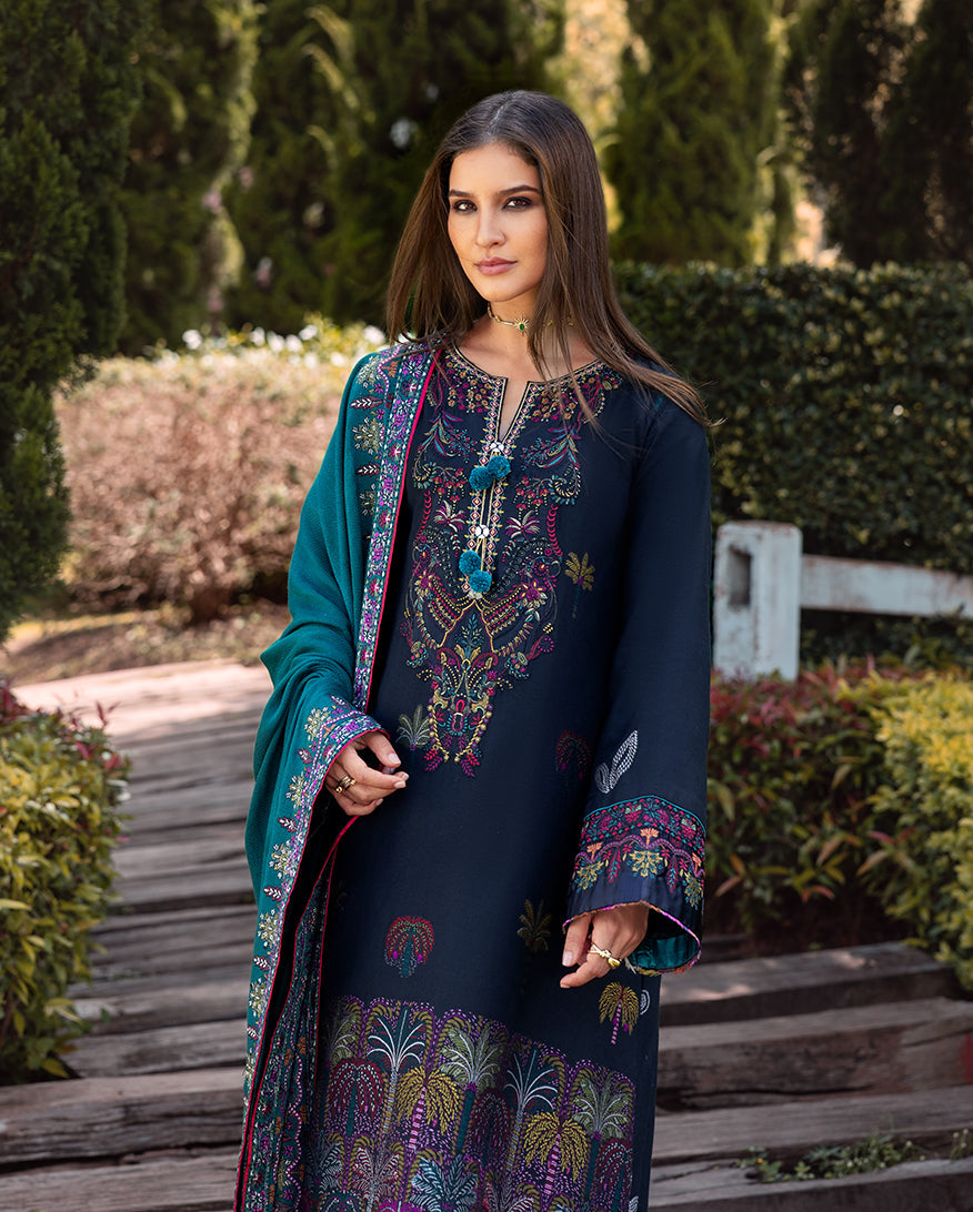 Women Wearing Radiant Solitude Black Long Shirt for Casual Events - Pakistani Designer Wear for Women in UK | Kifat