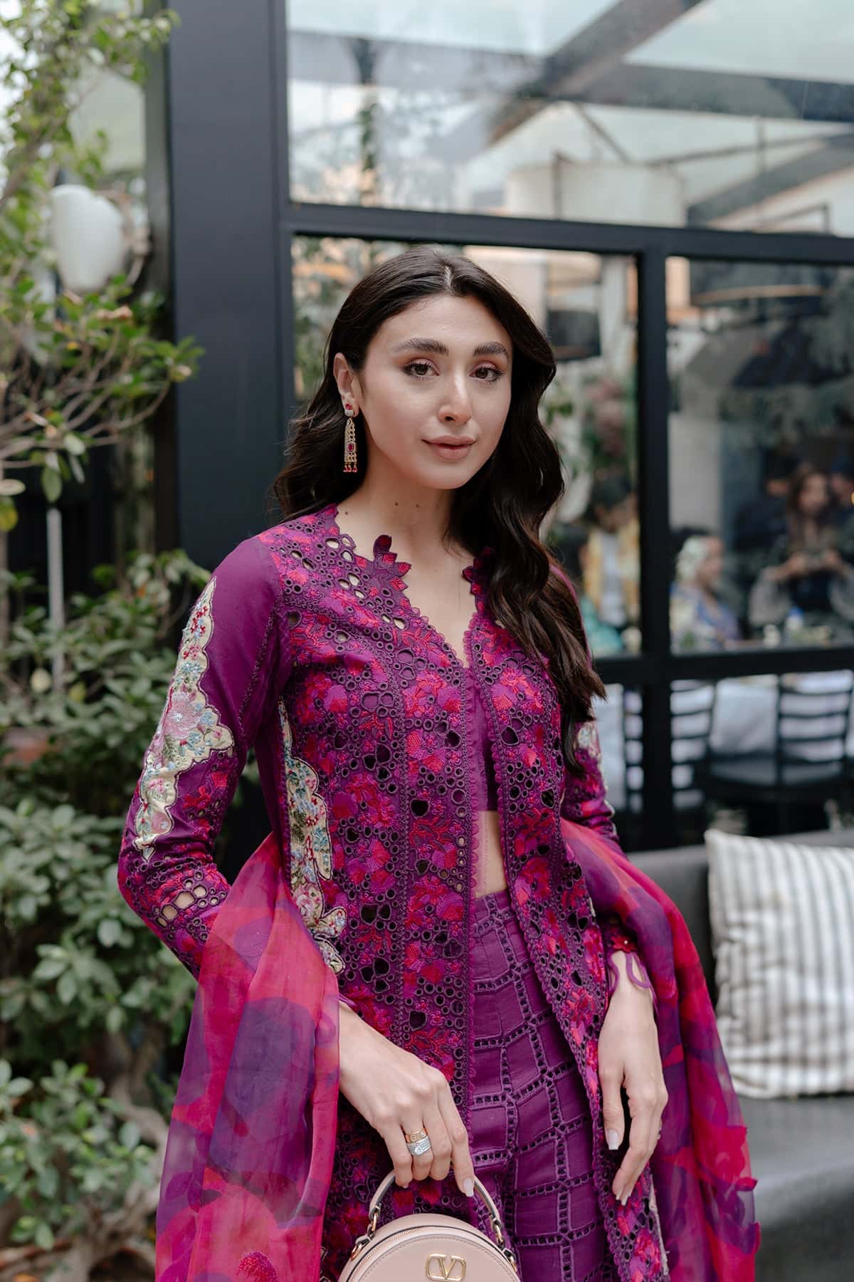 Women Wearing Serene Red Long Shirt  For Luxury Events - Pakistani Designer Wear For Women In Uk | Kifat