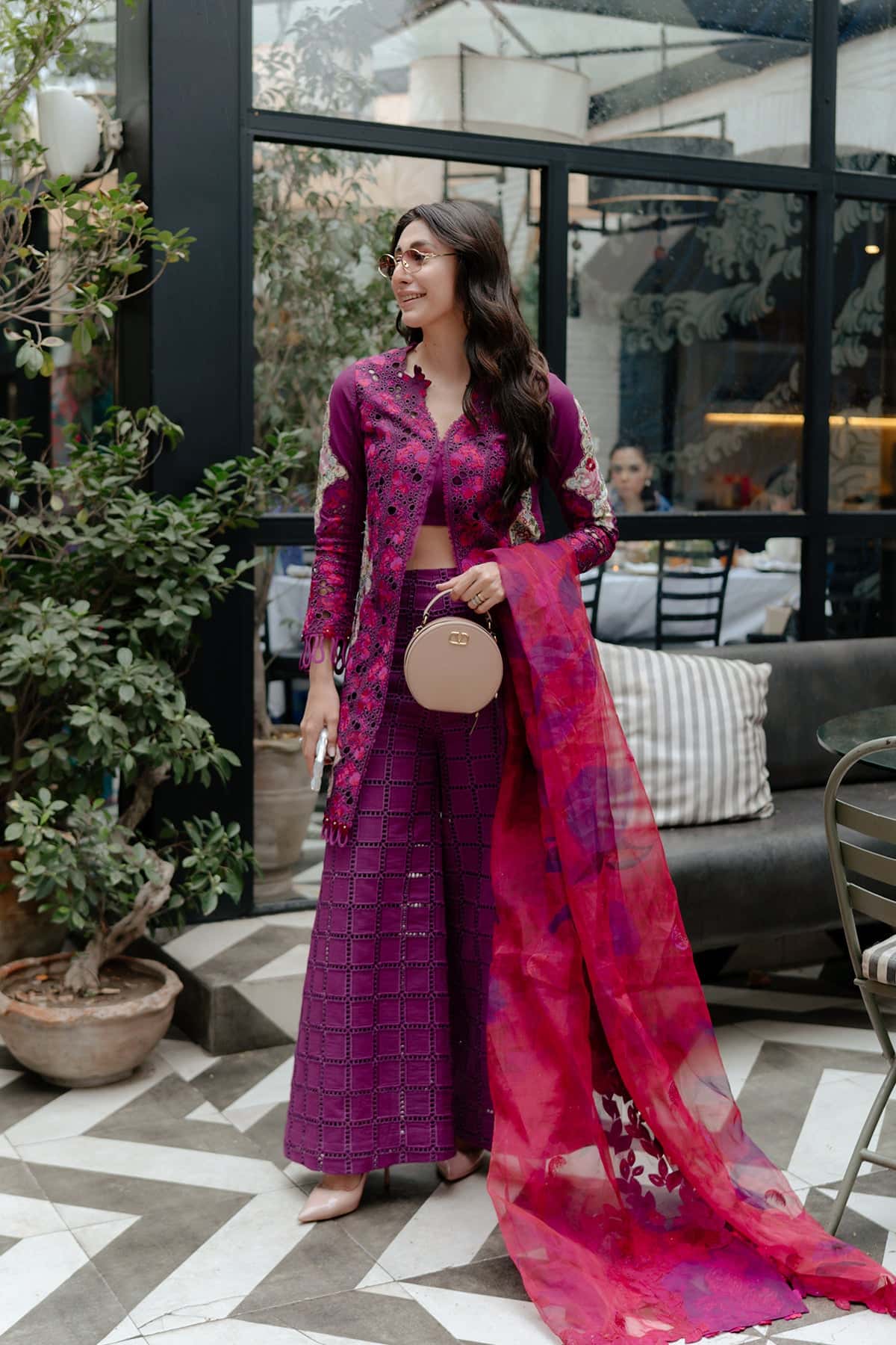 Women Wearing Serene Red Long Shirt  For Luxury Events - Pakistani Designer Wear For Women In Uk | Kifat
