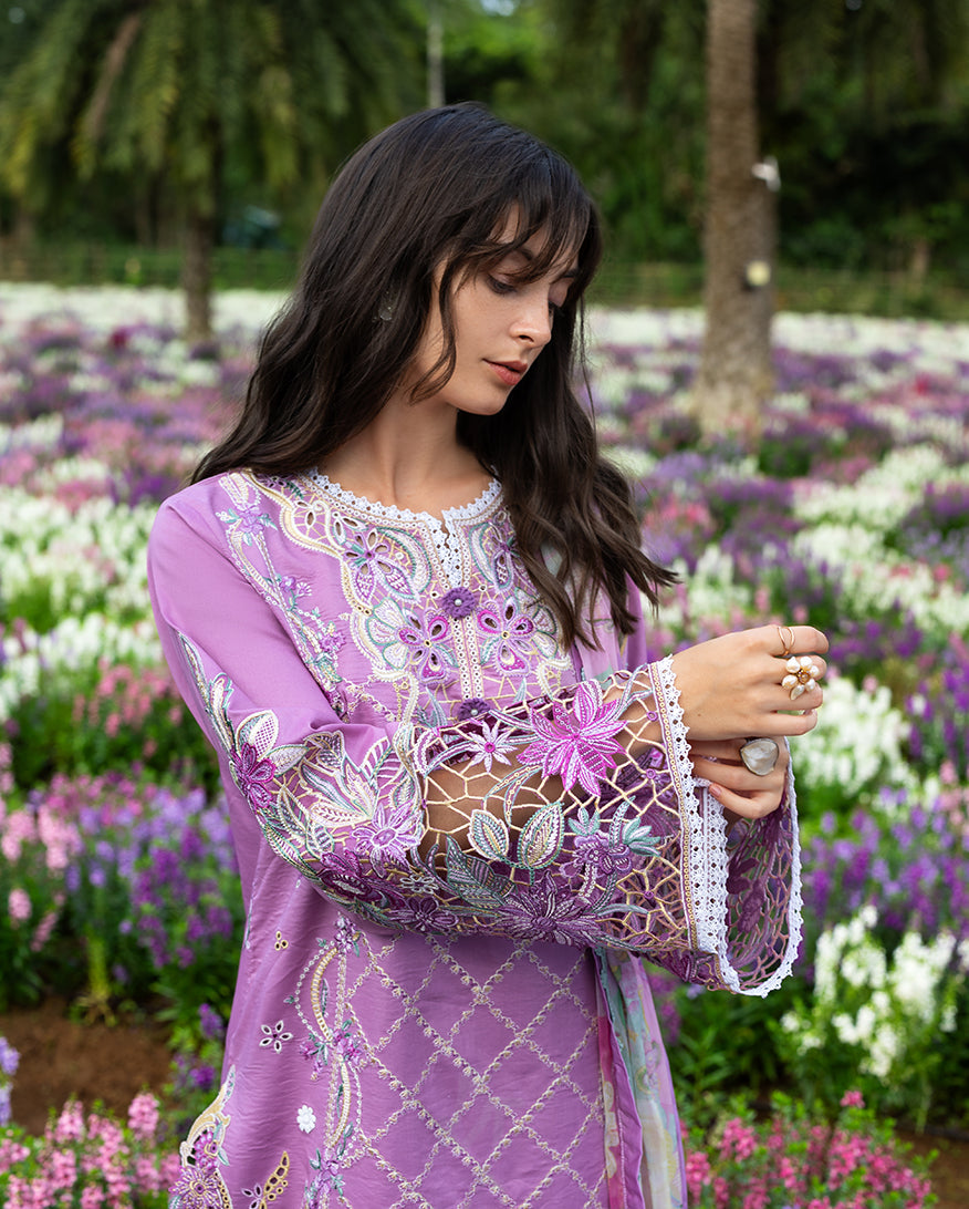Women Wearing Secret Thicket lavender Pink Long Shirt for Festive Events - Pakistani Designer Wear for Women in UK | Kifat