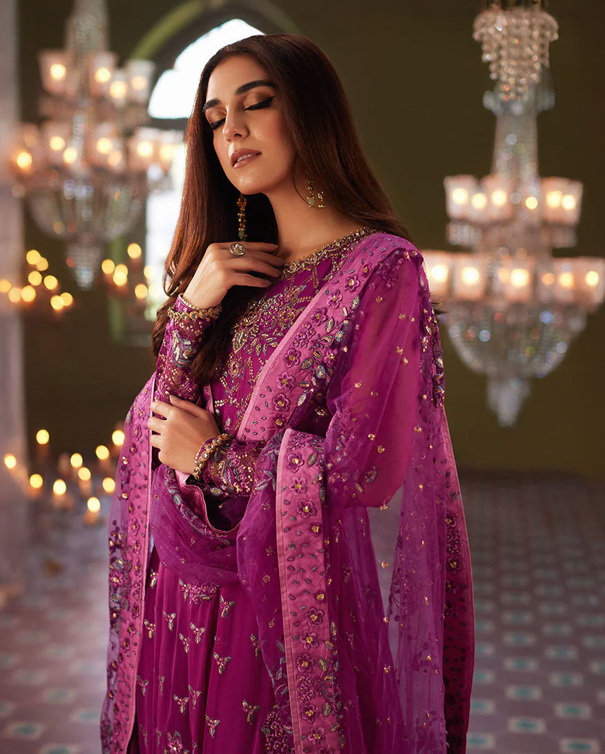 Women Wearing Shehrzaad Magenta Peshwas for Wedding Events - Pakistani Designer Wear for Women in UK | Kifat