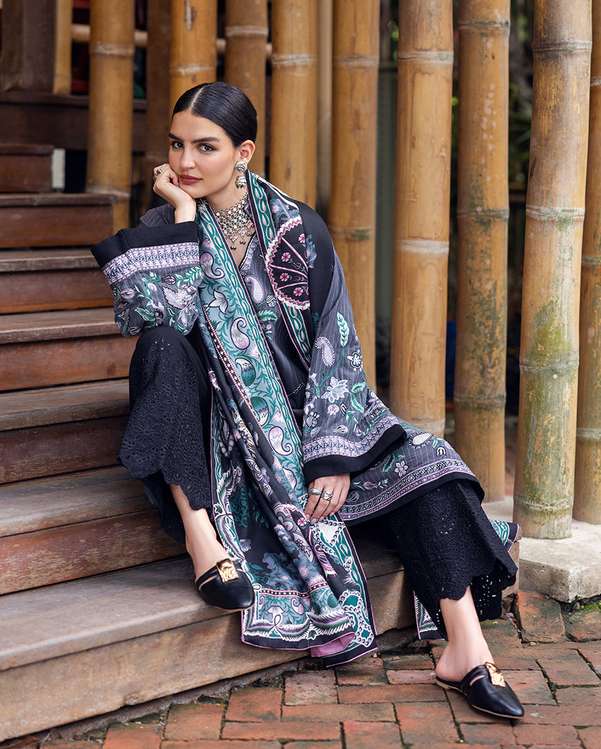 Women Wearing Silver Mist Grey Long Shirt for Luxury Events - Pakistani Designer Wear for Women in UK | Kifat