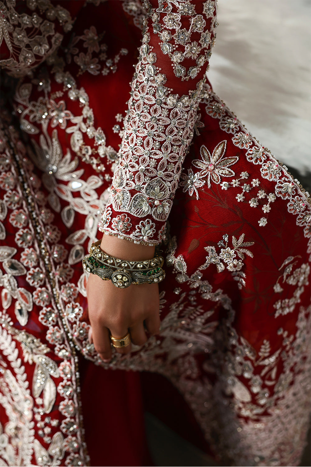 Soraya Solara Crimson Red Long Gown for Wedding Wear, Formal Events - Pakistani Designer Wear for Women in UK | Kifat
