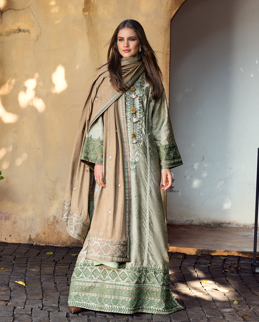 Women Wearing Solare Beige Long Shirt for Casual Events - Pakistani Designer Wear for Women in UK | Kifat