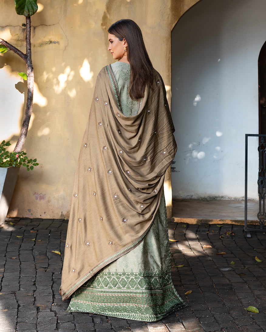 Women Wearing Solare Beige Long Shirt for Casual Events - Pakistani Designer Wear for Women in UK | Kifat