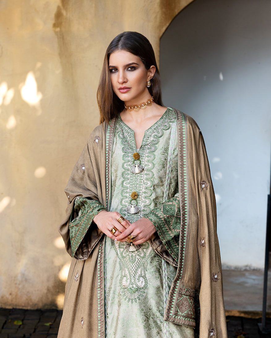 Women Wearing Solare Beige Long Shirt for Casual Events - Pakistani Designer Wear for Women in UK | Kifat