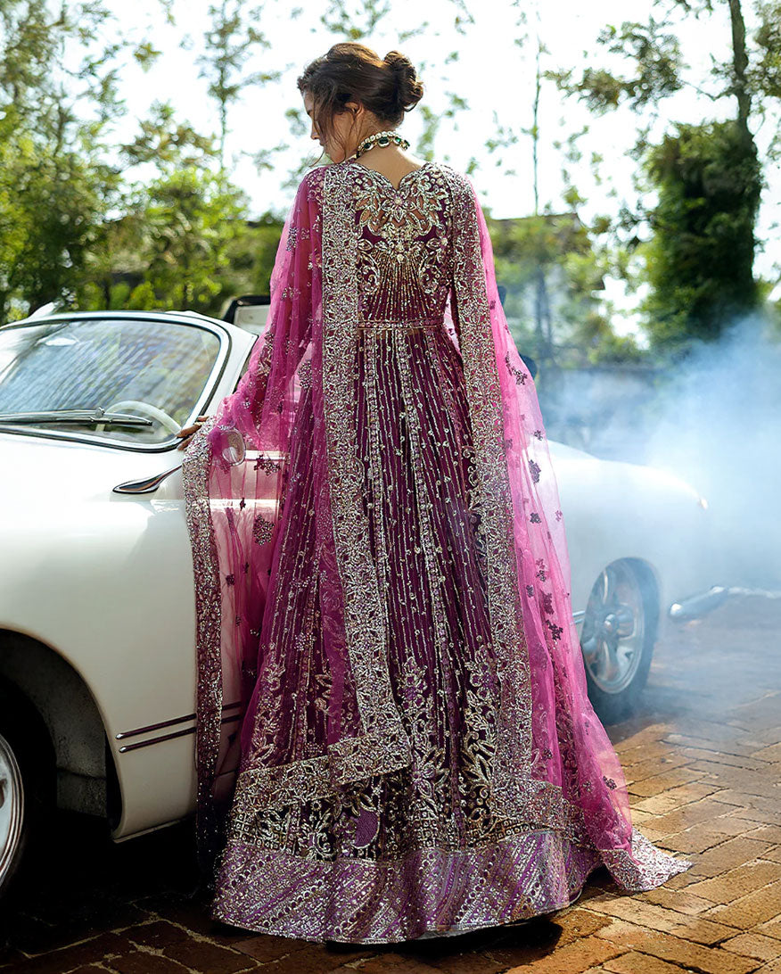 Women Wearing Starstruck Elegance Magenta Peshwas for Wedding Events - Pakistani Designer Wear for Women in UK | Kifat