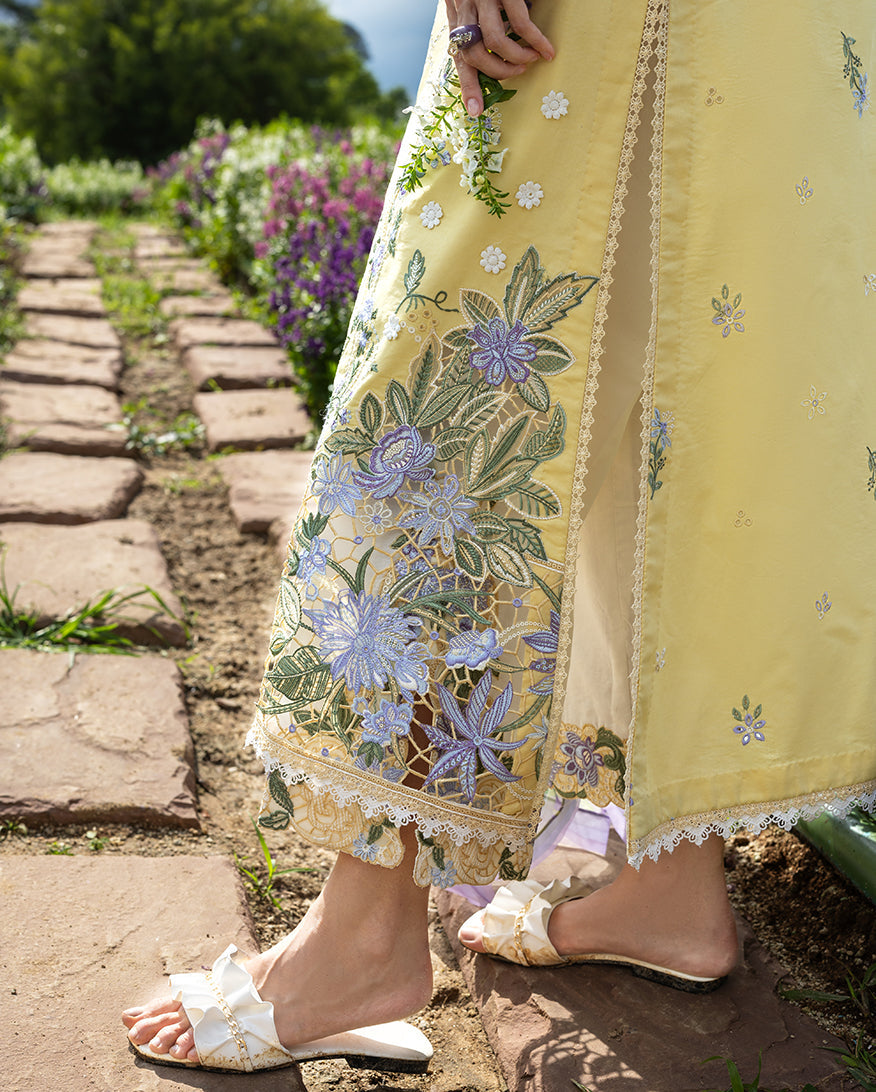 Women Wearing Sunlit Meadow Yellow Long Shirt for Festive Events - Pakistani Designer Wear for Women in UK | Kifat