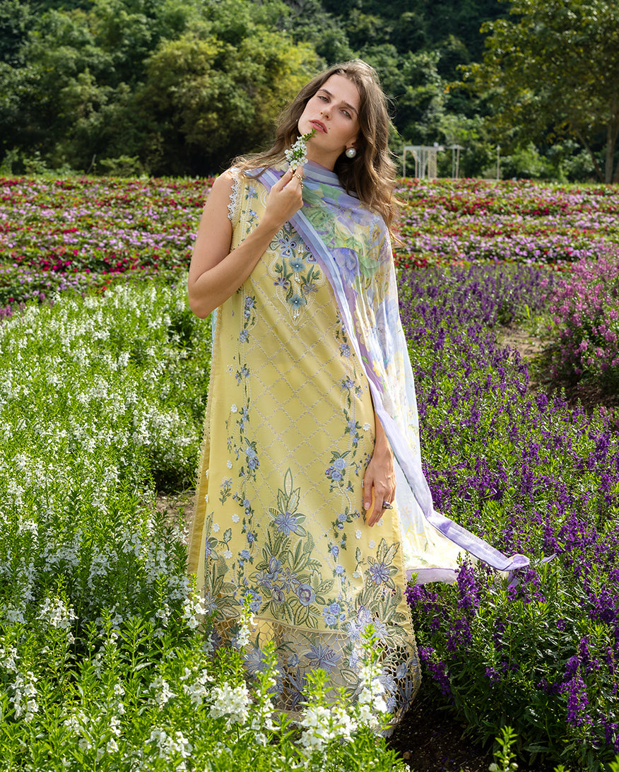 Women Wearing Sunlit Meadow Yellow Long Shirt for Festive Events - Pakistani Designer Wear for Women in UK | Kifat