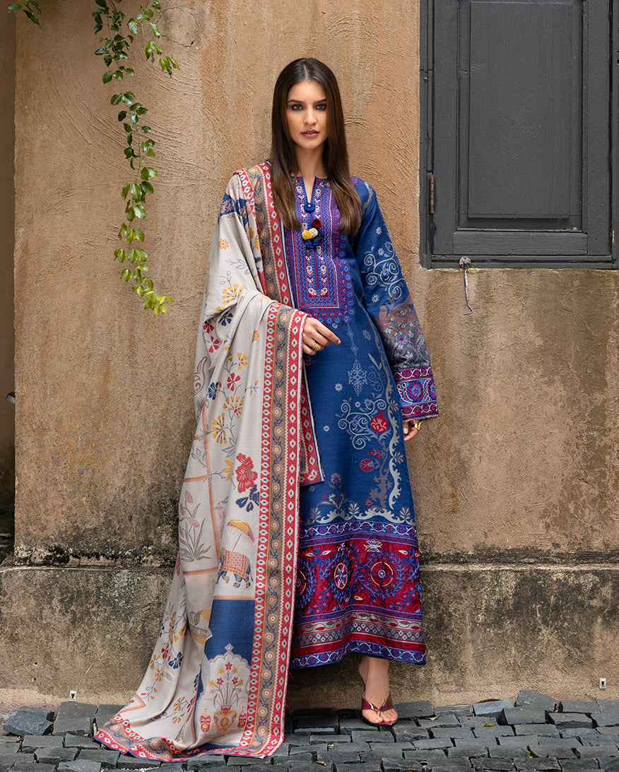 Women Wearing Sunset Promise Blue Long Shirt for Casual Events - Pakistani Designer Wear for Women in UK | Kifat