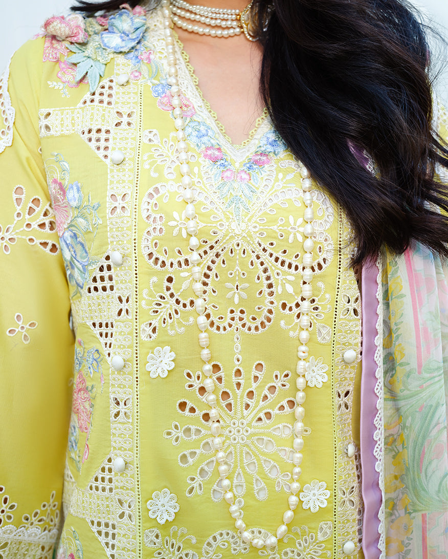 Women Wearing Tender Whisper Lime Green Long Shirt For Luxury Events - Pakistani Designer Wear For Women In UK | Kifat