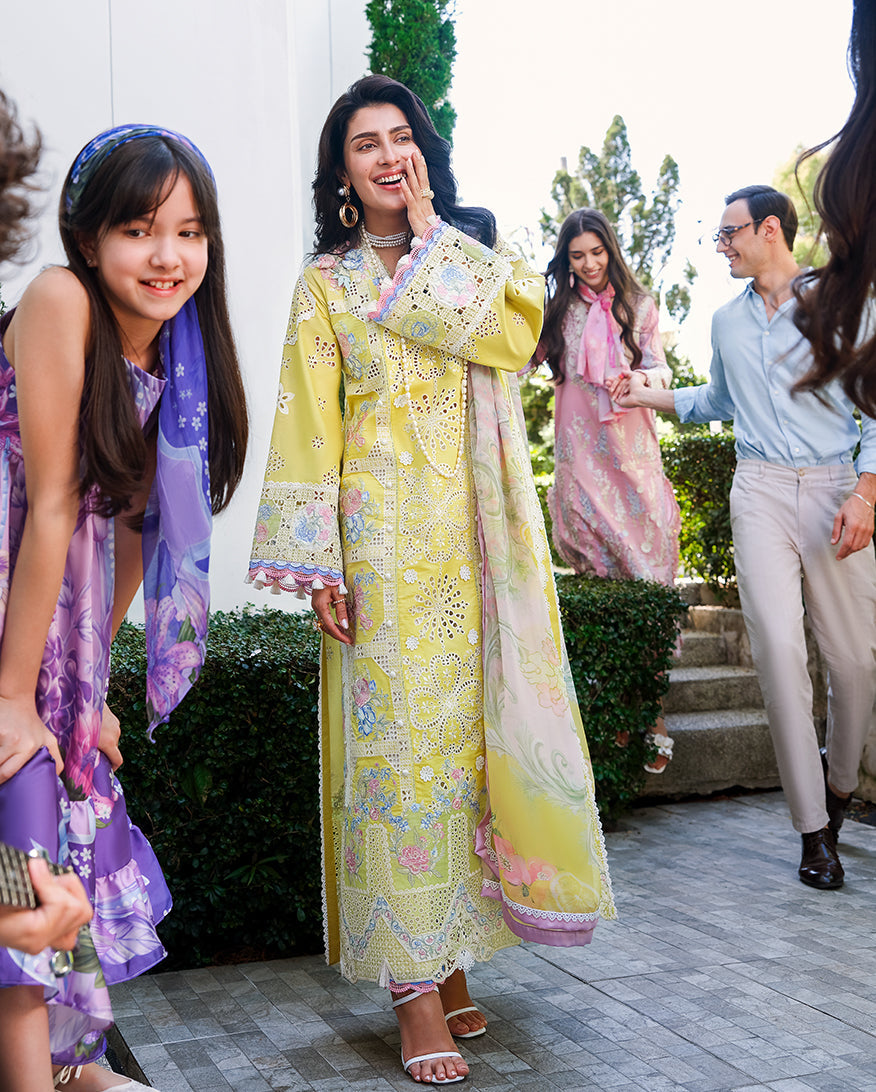 Women Wearing Tender Whisper Lime Green Long Shirt For Luxury Events - Pakistani Designer Wear For Women In UK | Kifat