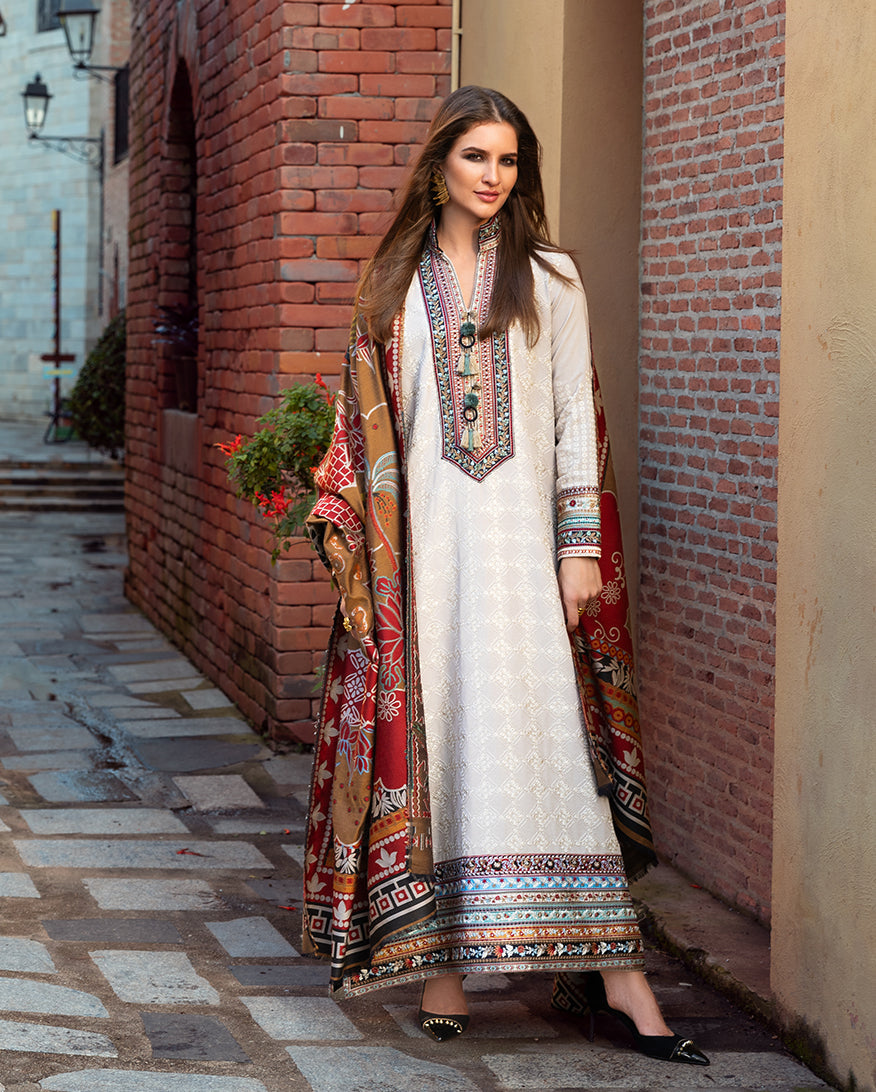 Women Wearing Tuscan Dawn Biscuit Long Shirt for Casual Events - Pakistani Designer Wear for Women in UK | Kifat