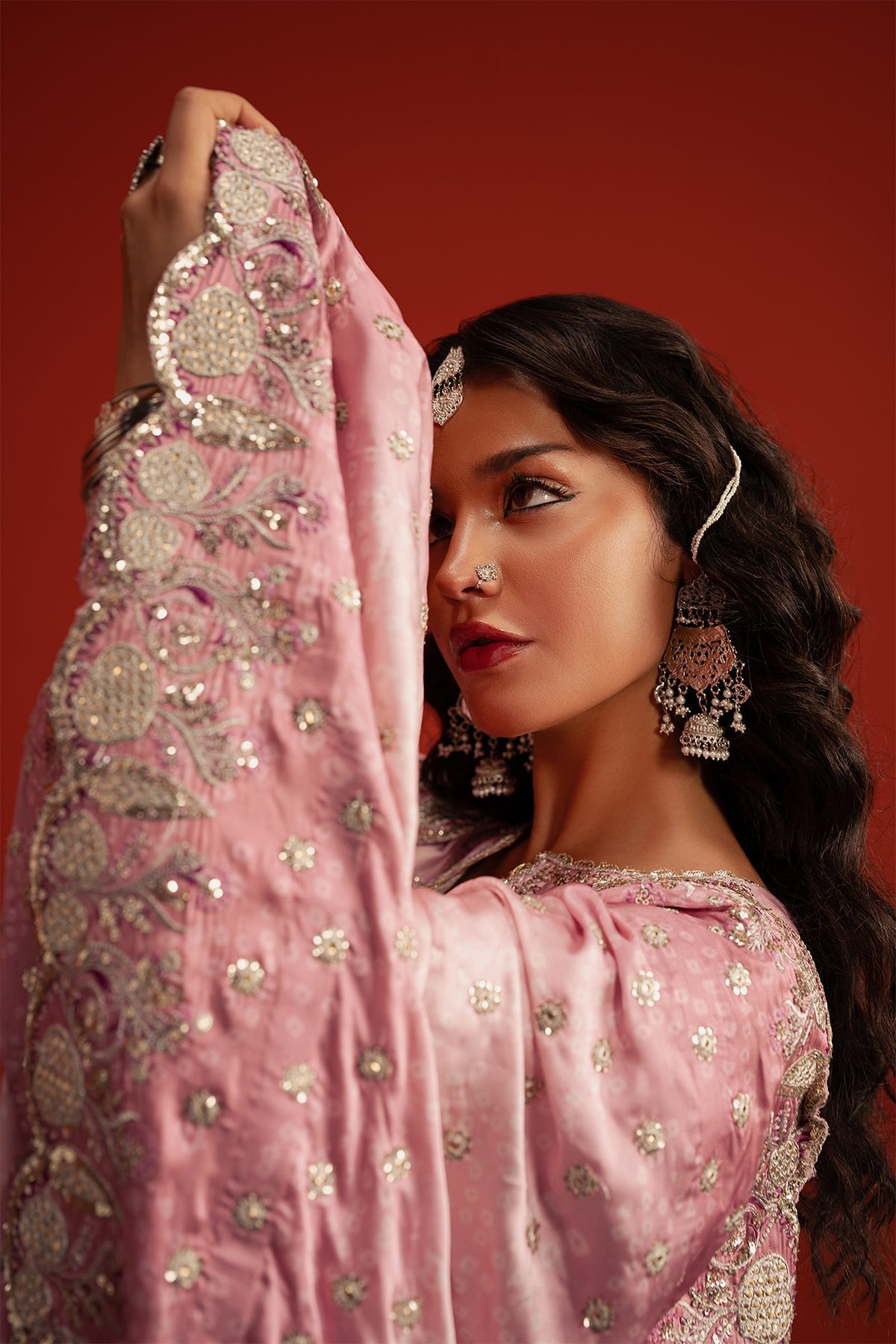 Women Wearing Sufiya Pink Long Shirt  For Festive Events - Pakistani Designer Wear For Women In Uk | Kifat