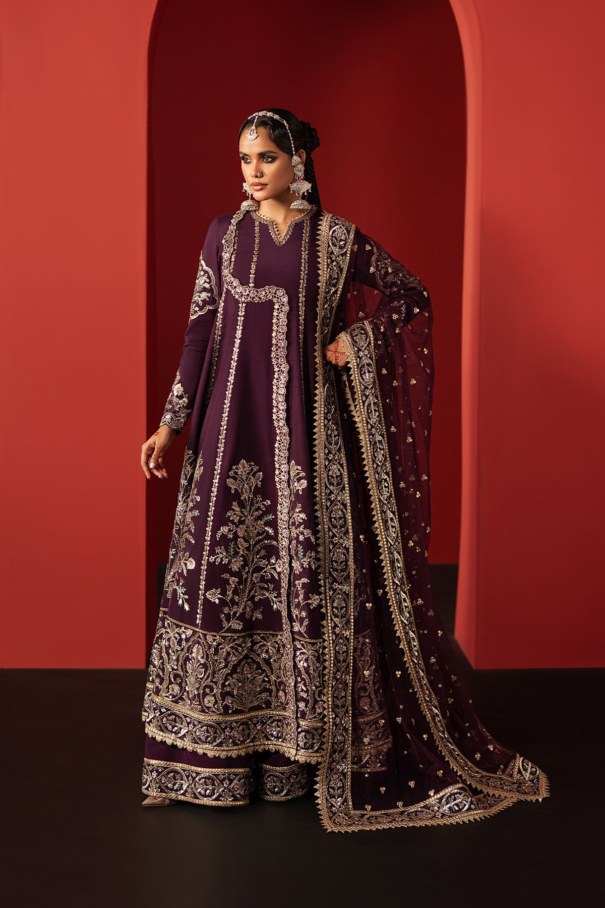 Women Wearing Samarqand Purple Angrakha  For Festive Events - Pakistani Designer Wear For Women In Uk | Kifat