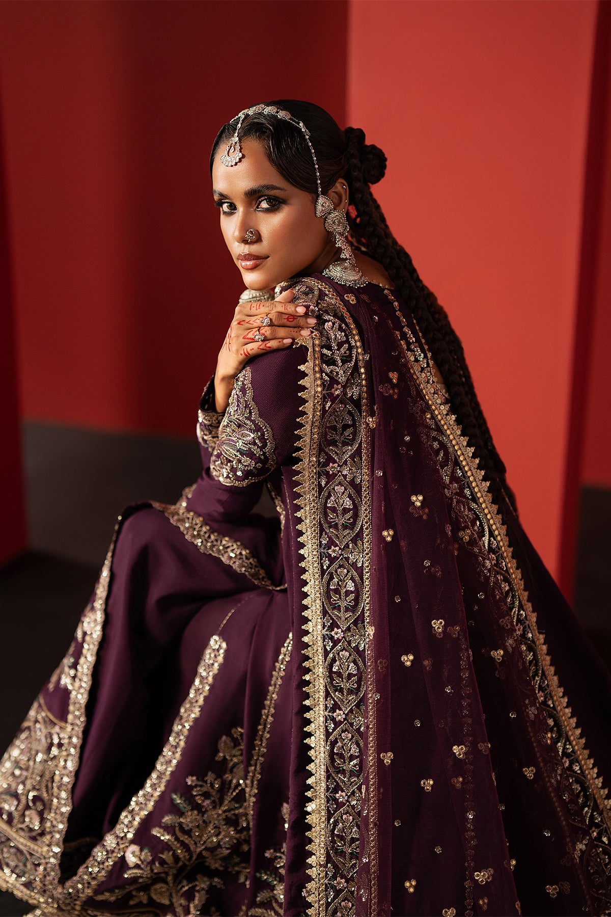 Women Wearing Samarqand Purple Angrakha  For Festive Events - Pakistani Designer Wear For Women In Uk | Kifat