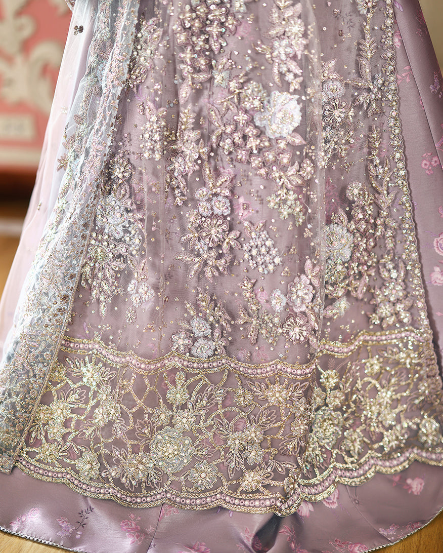 Women Wearing Valerie Lilac Long Shirt with Sharara for Wedding Events - Pakistani Designer Wear for Women in UK | Kifat