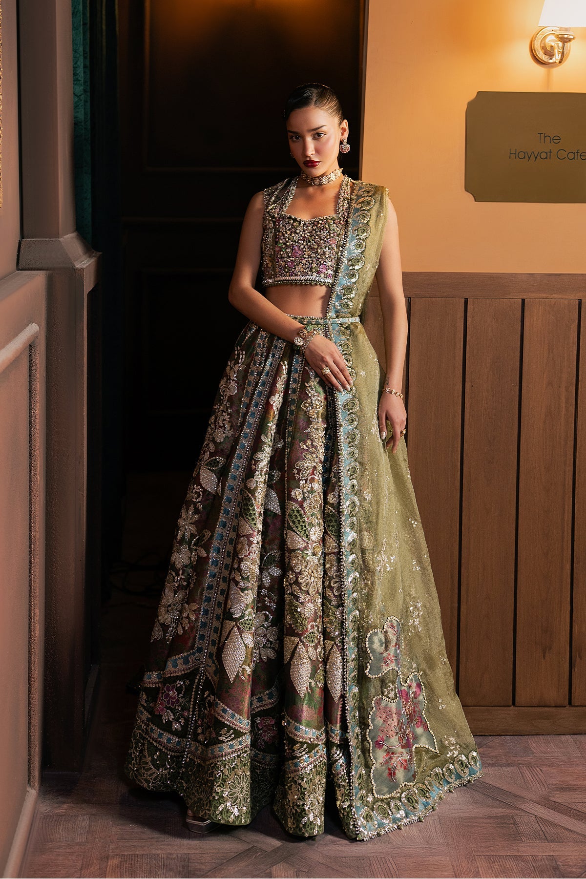 Women Wearing Mahsil Golden Lehnga Choli  For Festive Events - Pakistani Designer Wear For Women In Uk | Kifat